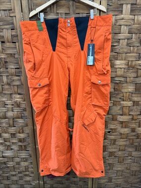 O'Neill Men's Bright Orange Cargo Snow Pants with Black Waist Panels